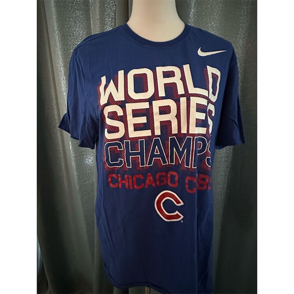 Nike Chicago Cubs 2016 World Series Champs Men's T-Shirt Blue L